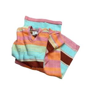 Freshman 1996 Multicolor Stripe Woman’s Knit Long Sleeve And Skirt Set NWT Small